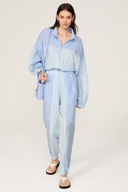 Paradised Blue Colorblock Long Sleeve Sporty Zip Up Jumpsuit Size Medium